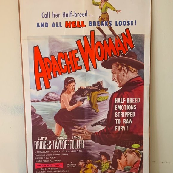 Classic Vintage 1955 "Apache Woman" Movie Poster